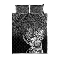 Mexico Aztec Warrior Quilt Bed Set Huitzilopochtli With Aztec Calendar