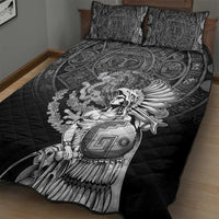 Mexico Aztec Warrior Quilt Bed Set Huitzilopochtli With Aztec Calendar