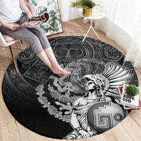 Mexico Aztec Warrior Round Carpet Huitzilopochtli With Aztec Calendar