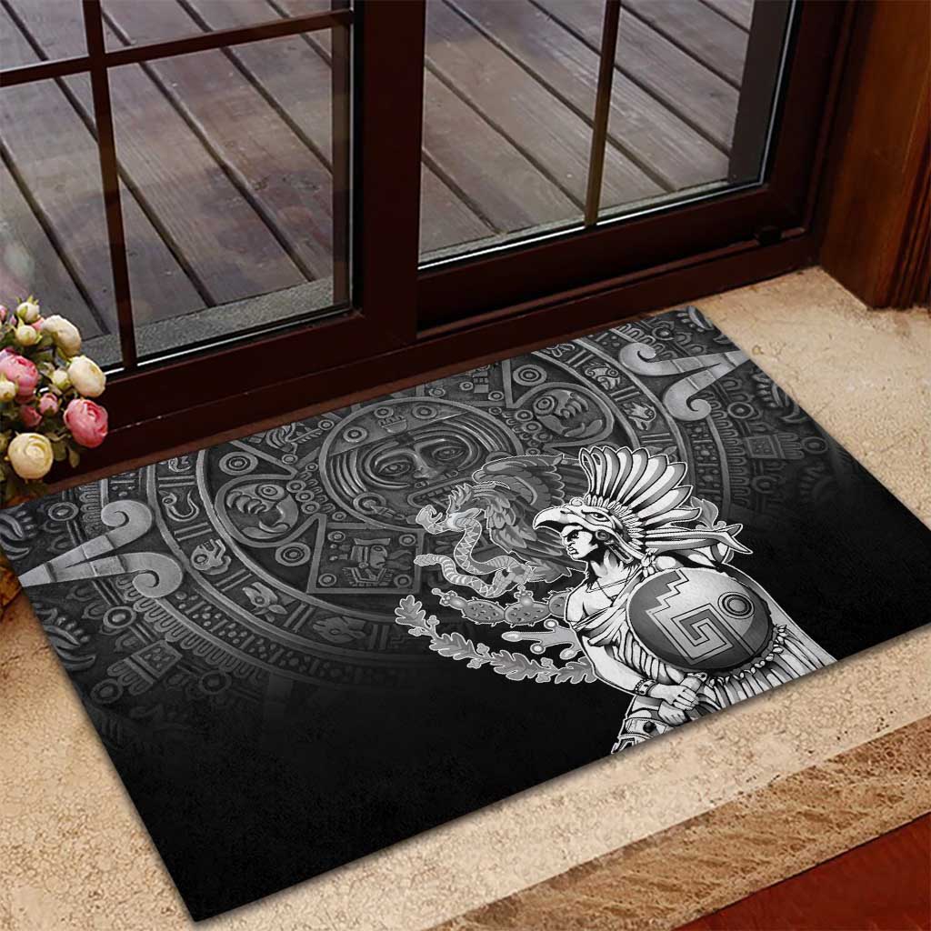 Mexico Aztec Warrior Rubber Doormat Huitzilopochtli With Aztec Calendar