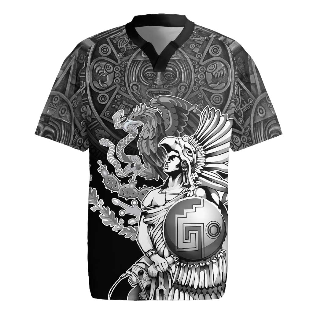 Mexico Aztec Warrior Rugby Jersey Huitzilopochtli With Aztec Calendar