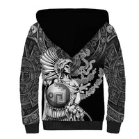 Mexico Aztec Warrior Sherpa Hoodie Huitzilopochtli With Aztec Calendar