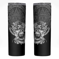 Mexico Aztec Warrior Skinny Tumbler Huitzilopochtli With Aztec Calendar