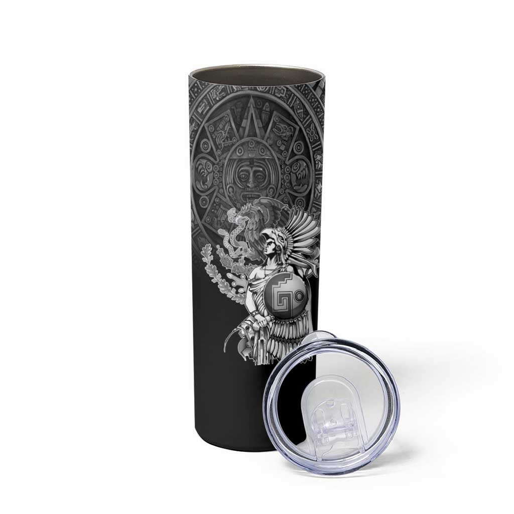 Mexico Aztec Warrior Skinny Tumbler Huitzilopochtli With Aztec Calendar
