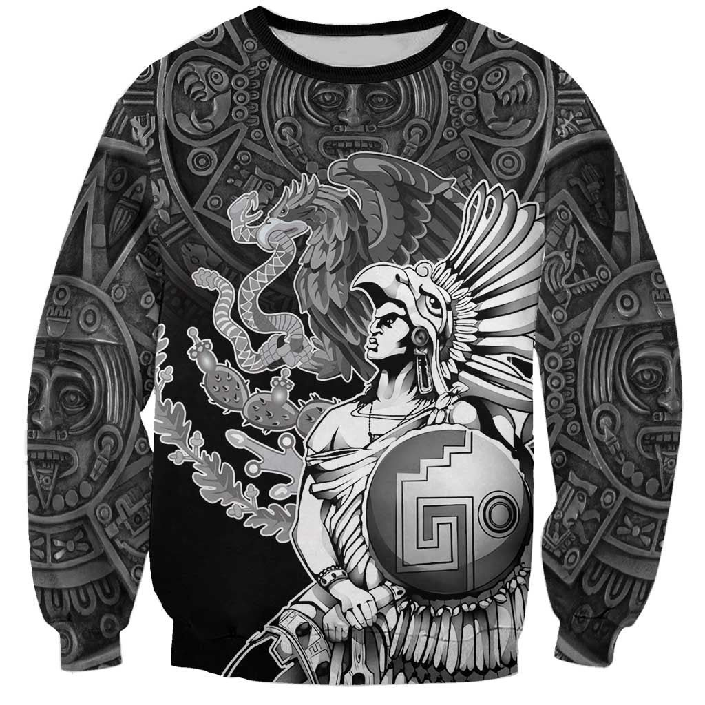 Mexico Aztec Warrior Sweatshirt Huitzilopochtli With Aztec Calendar