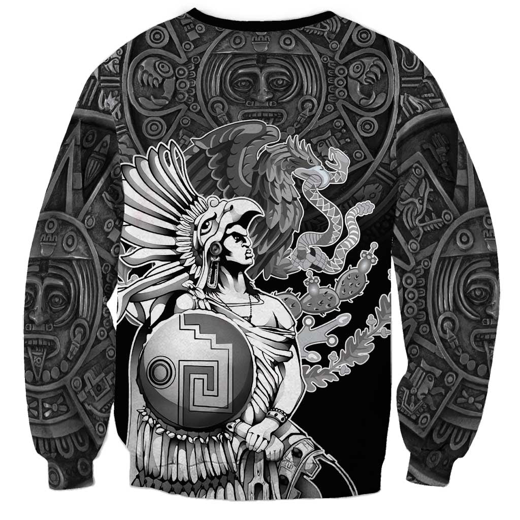 Mexico Aztec Warrior Sweatshirt Huitzilopochtli With Aztec Calendar