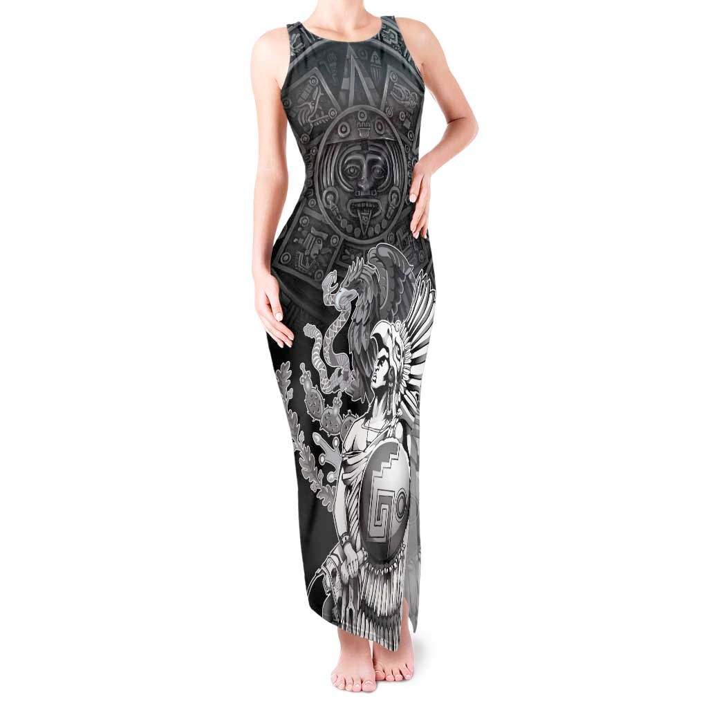 Mexico Aztec Warrior Tank Maxi Dress Huitzilopochtli With Aztec Calendar