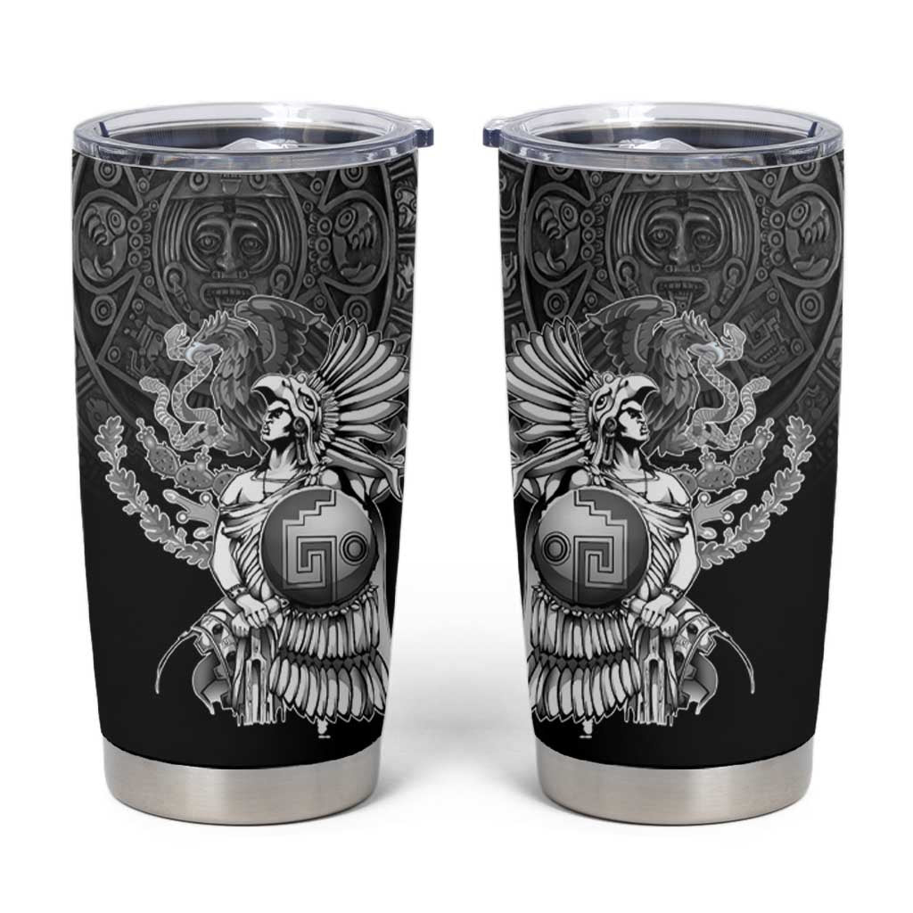 Mexico Aztec Warrior Tumbler Cup Huitzilopochtli With Aztec Calendar
