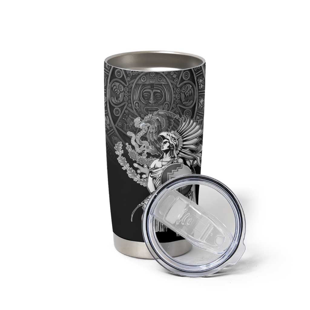 Mexico Aztec Warrior Tumbler Cup Huitzilopochtli With Aztec Calendar