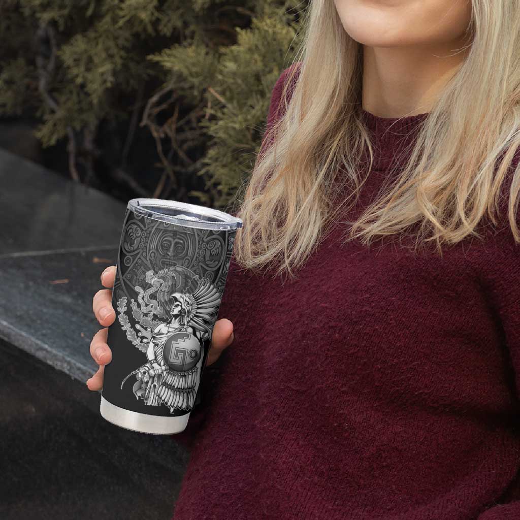 Mexico Aztec Warrior Tumbler Cup Huitzilopochtli With Aztec Calendar