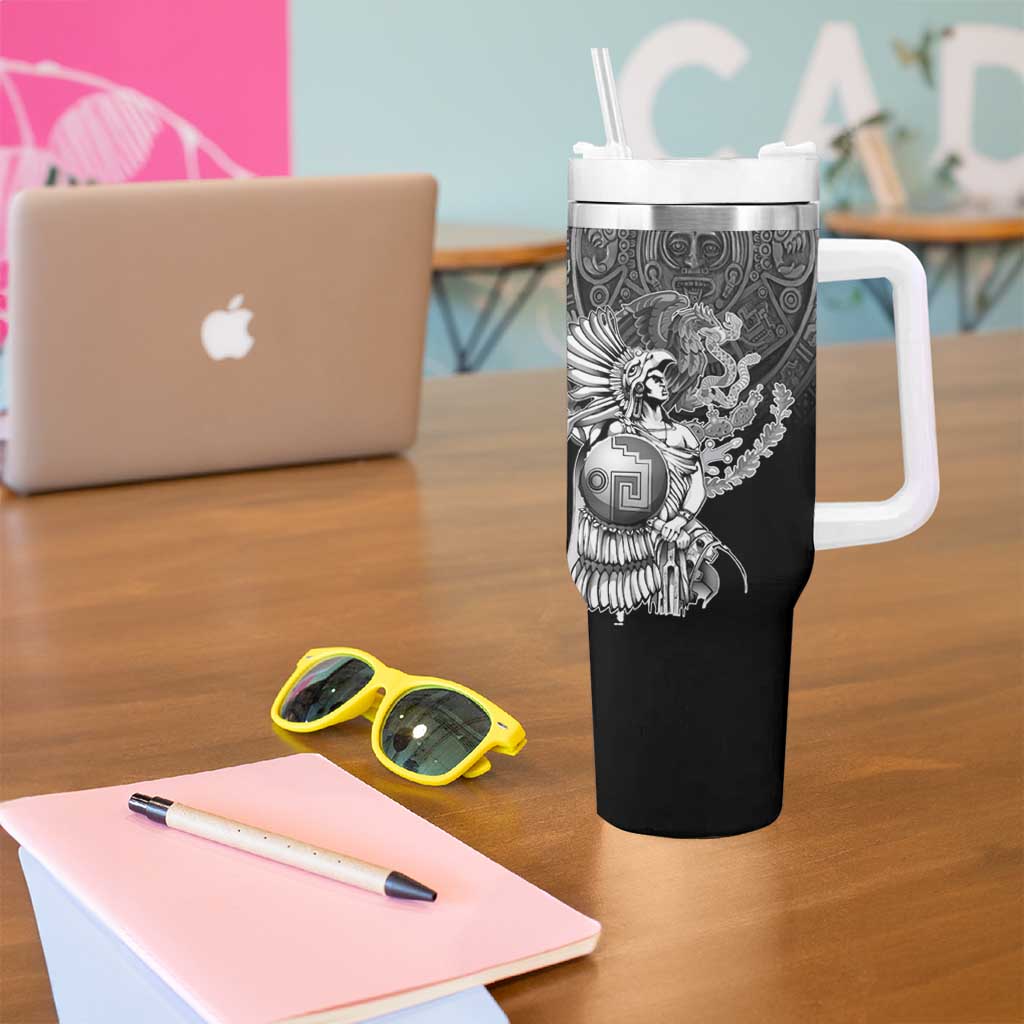 Mexico Aztec Warrior Tumbler With Handle Huitzilopochtli With Aztec Calendar