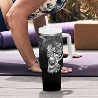 Mexico Aztec Warrior Tumbler With Handle Huitzilopochtli With Aztec Calendar