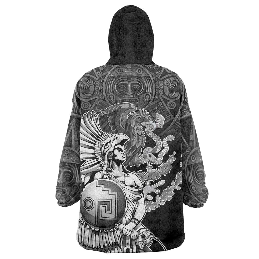Mexico Aztec Warrior Wearable Blanket Hoodie Huitzilopochtli With Aztec Calendar