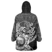 Mexico Aztec Warrior Wearable Blanket Hoodie Huitzilopochtli With Aztec Calendar