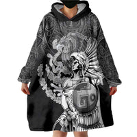 Mexico Aztec Warrior Wearable Blanket Hoodie Huitzilopochtli With Aztec Calendar