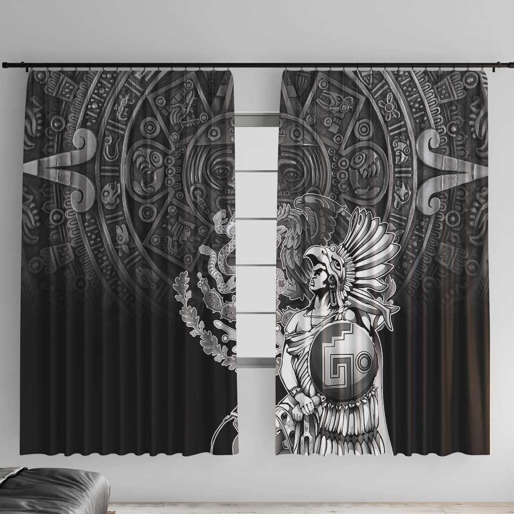 Mexico Aztec Warrior Window Curtain Huitzilopochtli With Aztec Calendar