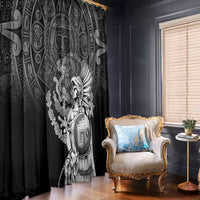 Mexico Aztec Warrior Window Curtain Huitzilopochtli With Aztec Calendar