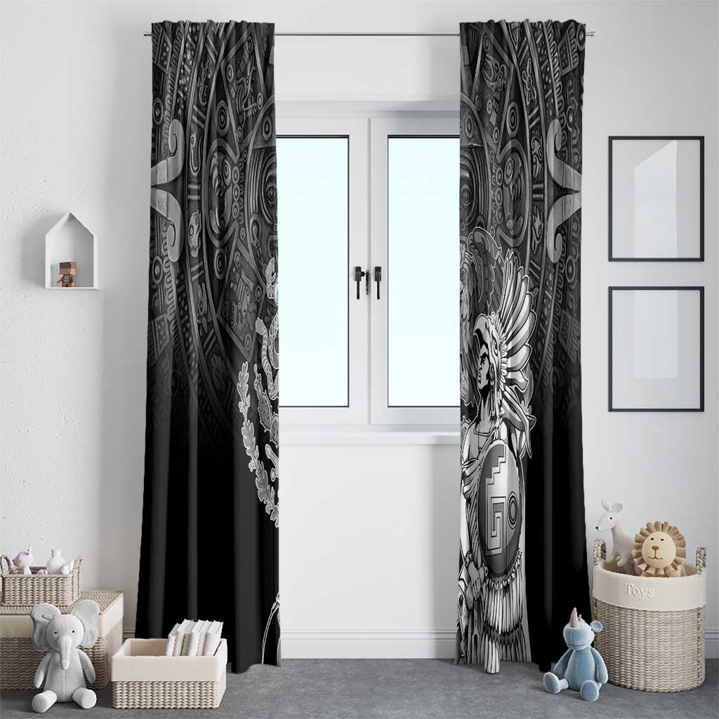 Mexico Aztec Warrior Window Curtain Huitzilopochtli With Aztec Calendar