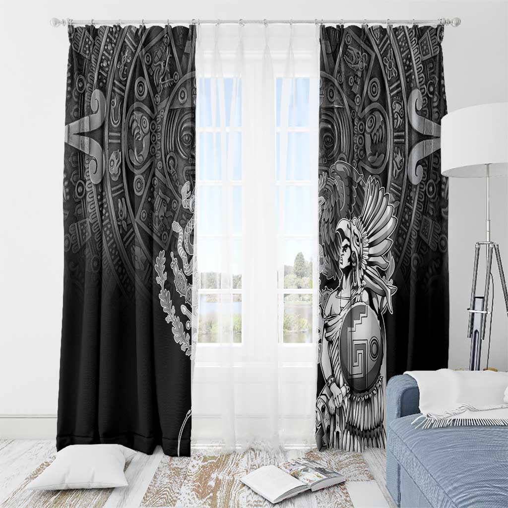 Mexico Aztec Warrior Window Curtain Huitzilopochtli With Aztec Calendar