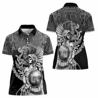 Mexico Aztec Warrior Women Polo Shirt Huitzilopochtli With Aztec Calendar