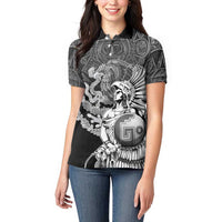 Mexico Aztec Warrior Women Polo Shirt Huitzilopochtli With Aztec Calendar