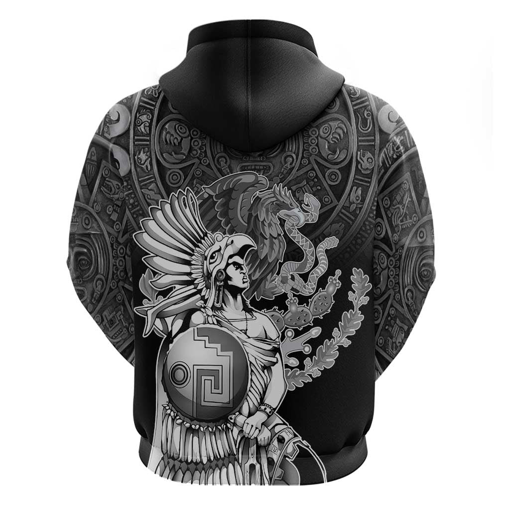 Mexico Aztec Warrior Zip Hoodie Huitzilopochtli With Aztec Calendar