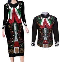 Mexico Cinco de Mayo Couples Matching Long Sleeve Bodycon Dress and Long Sleeve Button Shirt Charro Suit Style