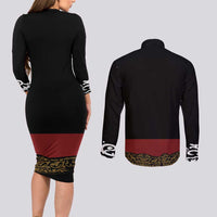 Mexico Cinco de Mayo Couples Matching Long Sleeve Bodycon Dress and Long Sleeve Button Shirt Charro Suit Style
