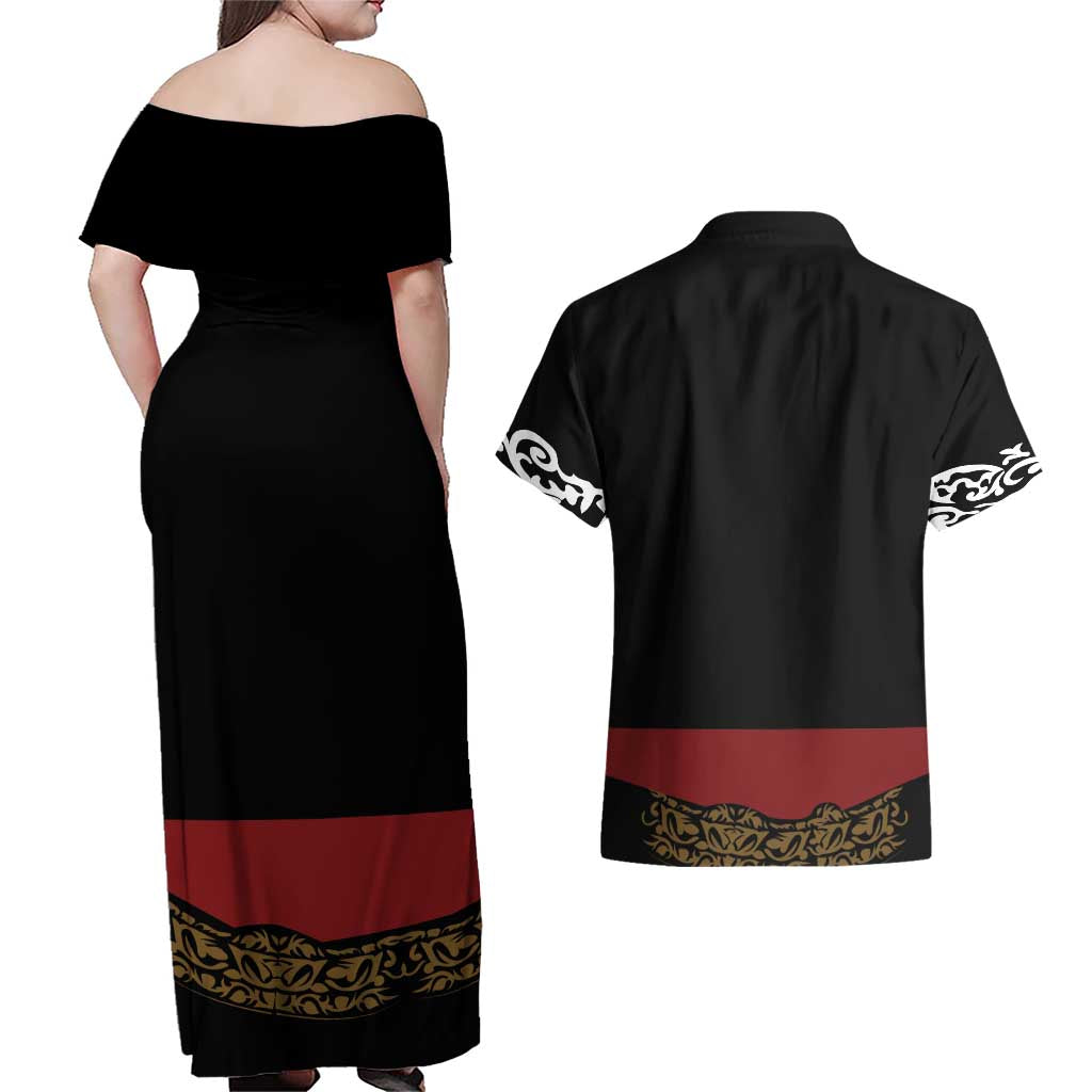 Mexico Cinco de Mayo Couples Matching Off Shoulder Maxi Dress and Hawaiian Shirt Charro Suit Style