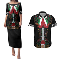 Mexico Cinco de Mayo Couples Matching Puletasi and Hawaiian Shirt Charro Suit Style