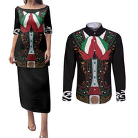 Mexico Cinco de Mayo Couples Matching Puletasi and Long Sleeve Button Shirt Charro Suit Style