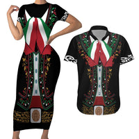 Mexico Cinco de Mayo Couples Matching Short Sleeve Bodycon Dress and Hawaiian Shirt Charro Suit Style