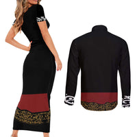 Mexico Cinco de Mayo Couples Matching Short Sleeve Bodycon Dress and Long Sleeve Button Shirt Charro Suit Style