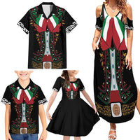 Mexico Cinco de Mayo Family Matching Summer Maxi Dress and Hawaiian Shirt Charro Suit Style