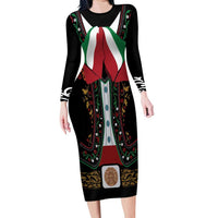 Mexico Cinco de Mayo Long Sleeve Bodycon Dress Charro Suit Style