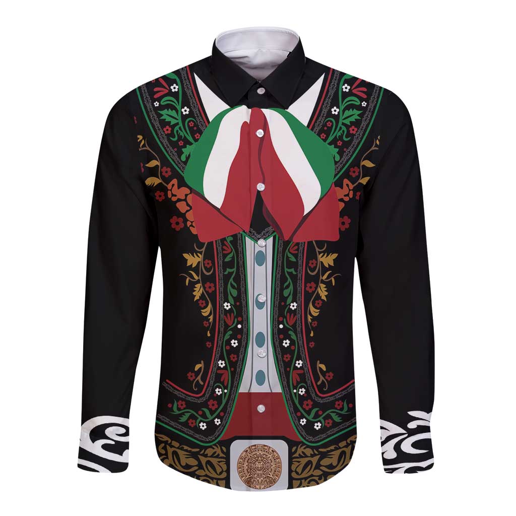 Mexico Cinco de Mayo Long Sleeve Button Shirt Charro Suit Style