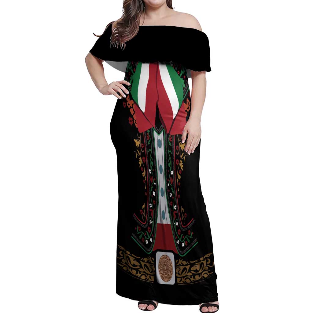 Mexico Cinco de Mayo Off Shoulder Maxi Dress Charro Suit Style