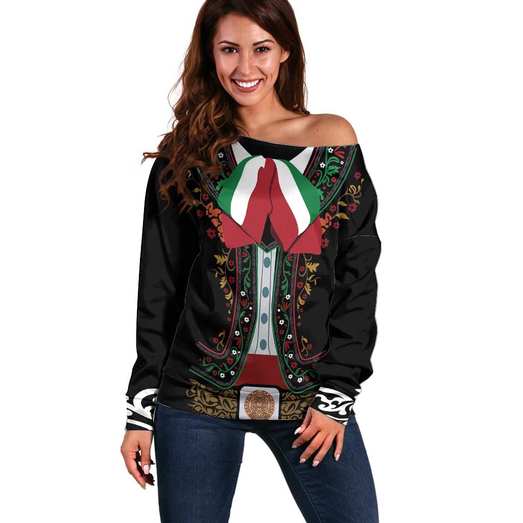 Mexico Cinco de Mayo Off Shoulder Sweater Charro Suit Style