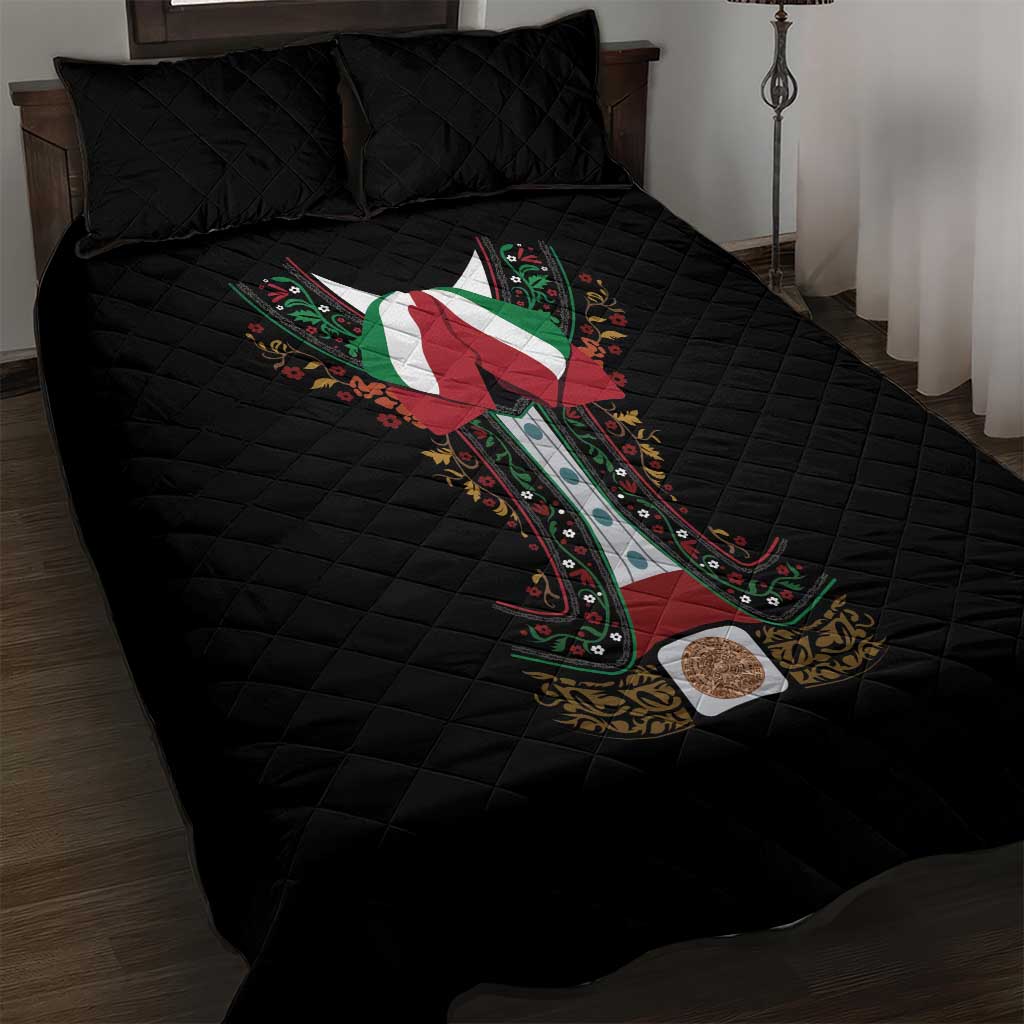 Mexico Cinco de Mayo Quilt Bed Set Charro Suit Style