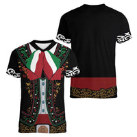 Mexico Cinco de Mayo Women V-Neck T-Shirt Charro Suit Style