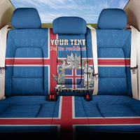 Personalized Iceland Coat of Arms Back Car Seat Cover Runic Alphabet Viking Runes Pattern