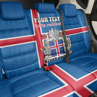 Personalized Iceland Coat of Arms Back Car Seat Cover Runic Alphabet Viking Runes Pattern