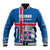 Personalized Iceland Coat of Arms Baseball Jacket Runic Alphabet Viking Runes Pattern