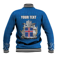 Personalized Iceland Coat of Arms Baseball Jacket Runic Alphabet Viking Runes Pattern