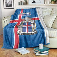 Personalized Iceland Coat of Arms Blanket Runic Alphabet Viking Runes Pattern