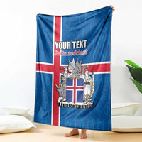 Personalized Iceland Coat of Arms Blanket Runic Alphabet Viking Runes Pattern