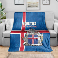 Personalized Iceland Coat of Arms Blanket Runic Alphabet Viking Runes Pattern