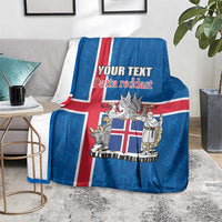 Personalized Iceland Coat of Arms Blanket Runic Alphabet Viking Runes Pattern
