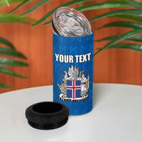 Personalized Iceland Coat of Arms 4 in 1 Can Cooler Tumbler Runic Alphabet Viking Runes Pattern