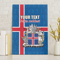 Personalized Iceland Coat of Arms Canvas Wall Art Runic Alphabet Viking Runes Pattern